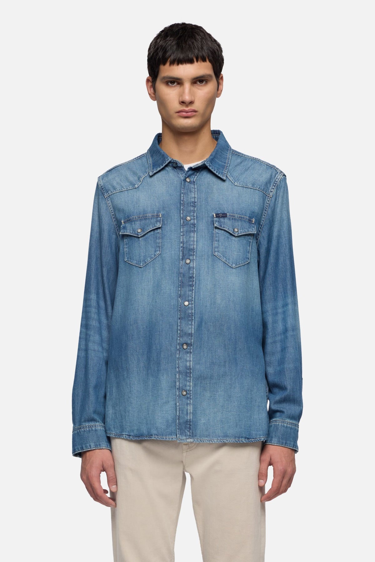 7 For All Mankind DENIM WESTERN SHIRT in Border