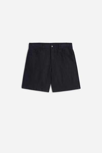 HYBRID JOGGER SHORT in Linen Blend Navy