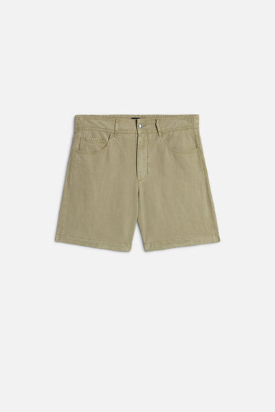 HYBRID JOGGER SHORT in Linen Blend Army