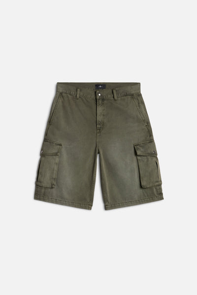 WIDE CARGO SHORT in Luxe Performance Sateen Sunfaded Moss