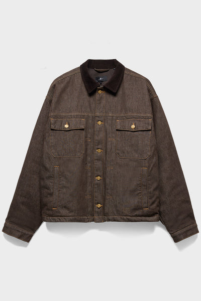 PLEATED JACKET in Denim Deep Earth