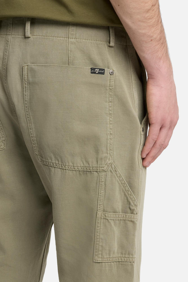Linen Blend Carpenter Chino in Olive