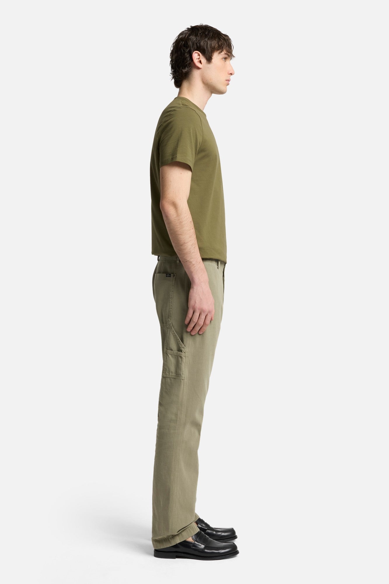 Linen Blend Carpenter Chino in Olive | 7 For All Mankind