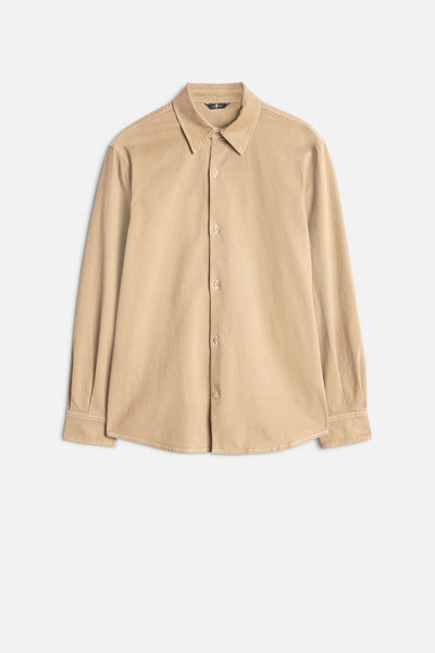 Comfort Twill Button Up Shirt In Silver Mink
