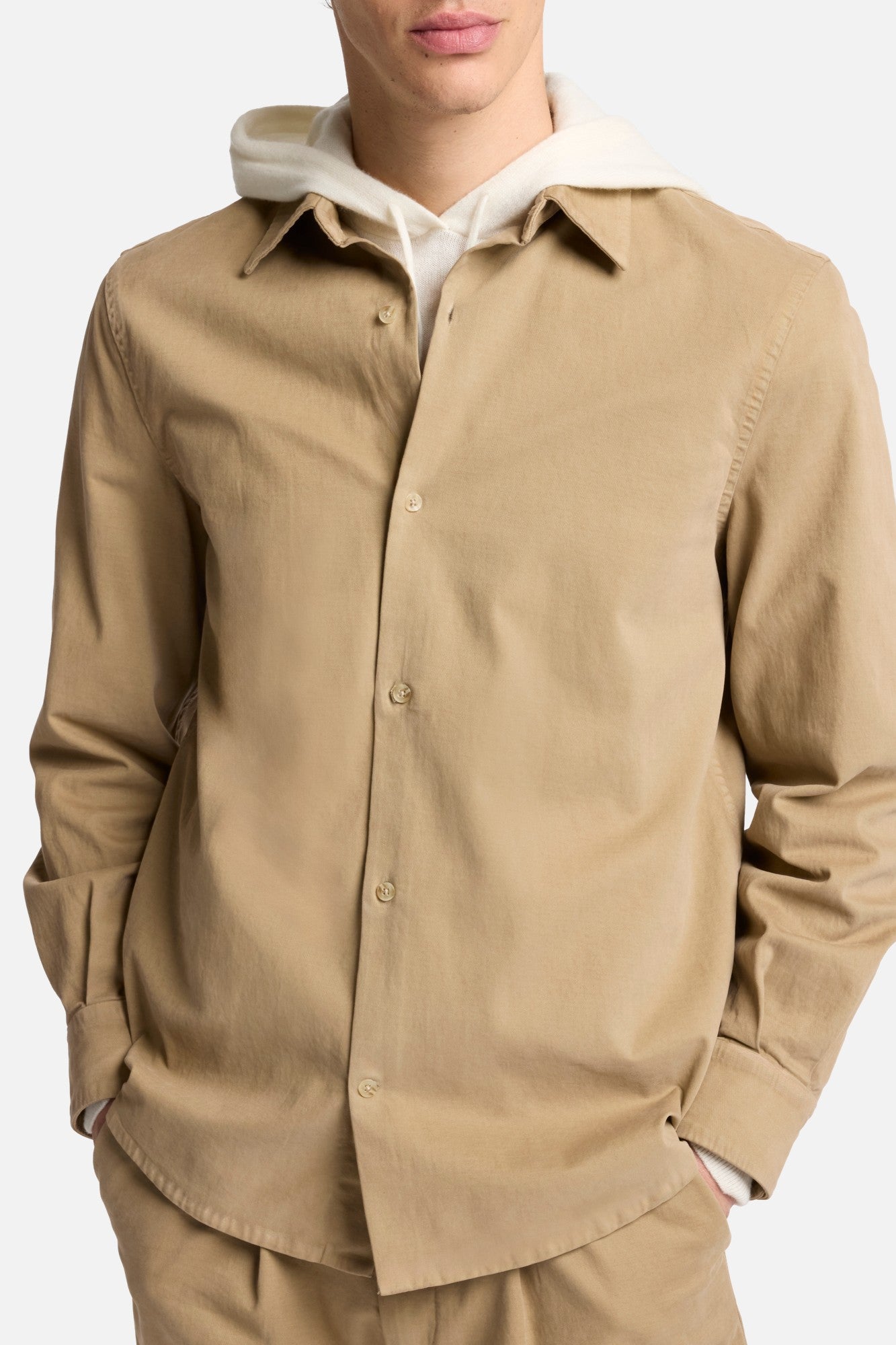 Comfort Twill Button Up Shirt In Silver Mink| 7 For All Mankind
