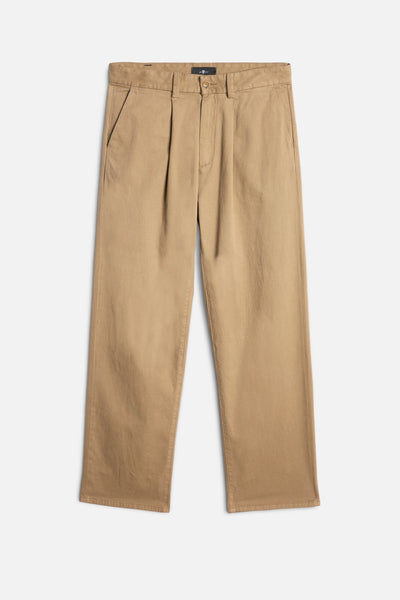 Comfort Twill Pleated Trouser In Silver Mink