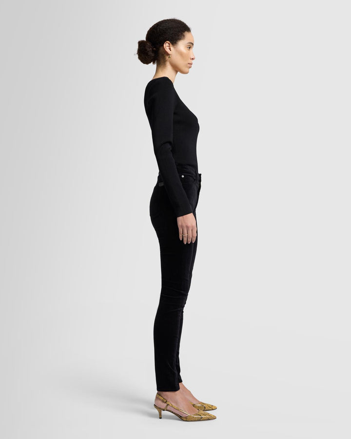 Velvet High Waist Skinny in Black