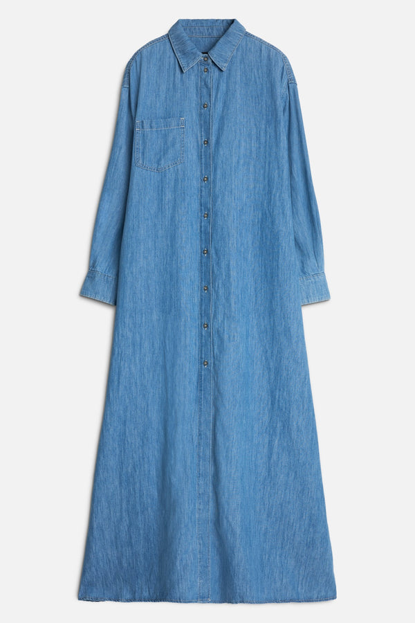 MAXI SHIRTDRESS in Indigo Linen