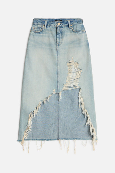 MANKIND Denim Midi Skirt in Peaches