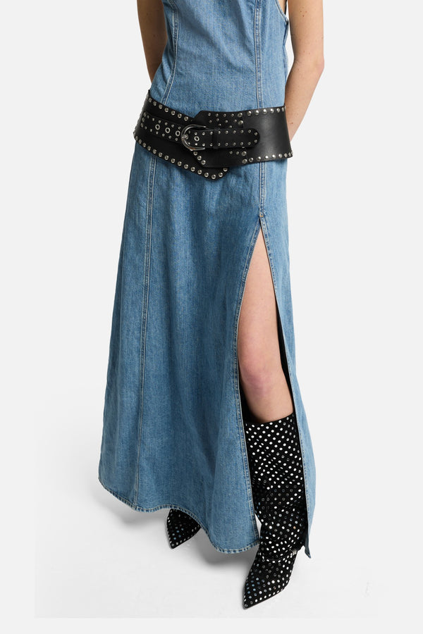 Indigo Linen Sleeveless Maxi Dress in Arizona