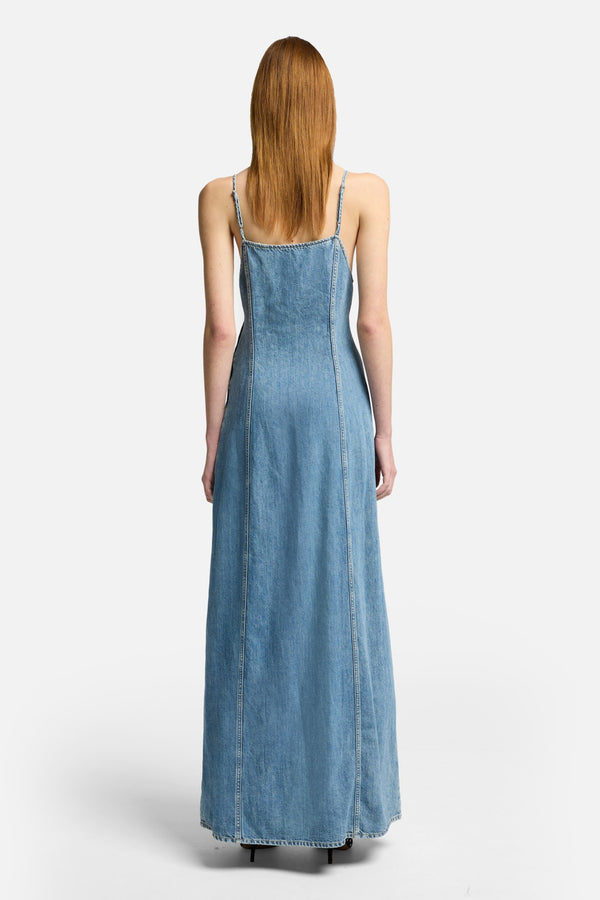 Indigo Linen Sleeveless Maxi Dress in Arizona