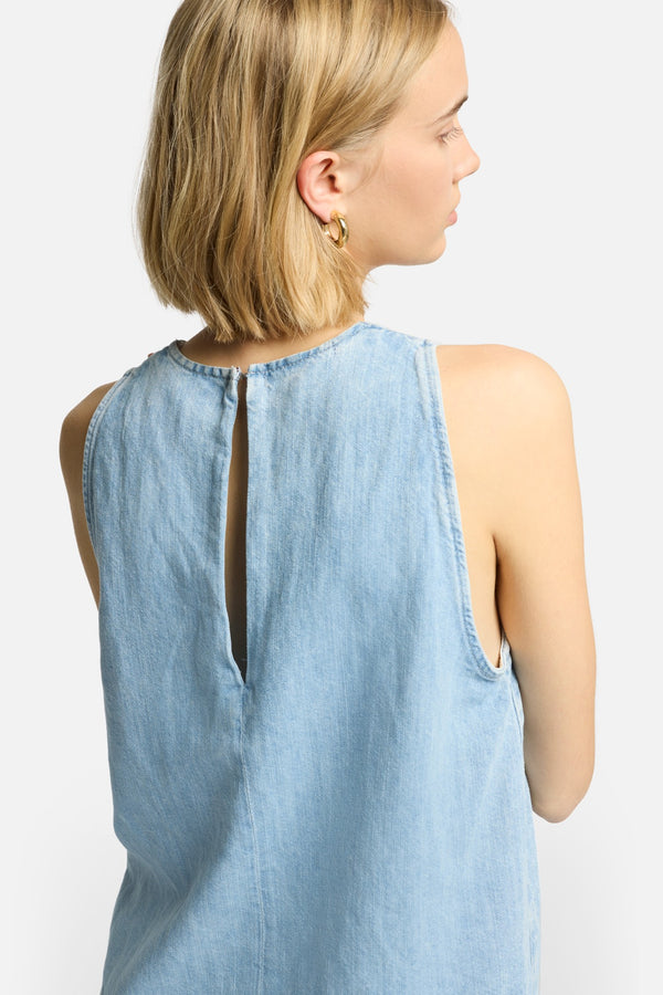Indigo Linen Sleeveless Top in Kansas
