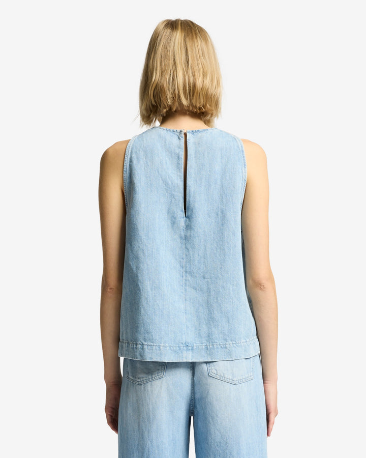 Indigo Linen Sleeveless Top in Kansas
