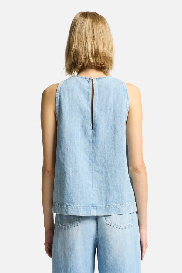 Indigo Linen Sleeveless Top in Kansas
