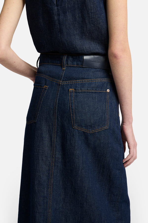 Indigo Linen Calla Skirt in Blueberry