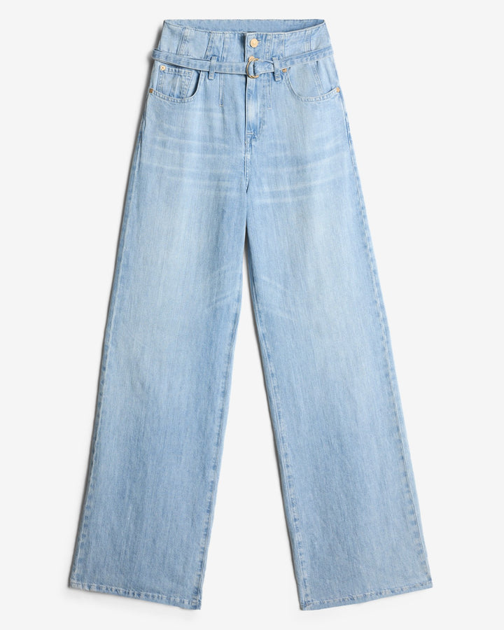 Indigo Linen Belted Wide Leg in Kansas | 7 For All Mankind
