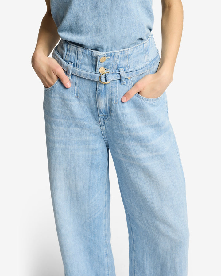 Indigo Linen Belted Wide Leg in Kansas | 7 For All Mankind