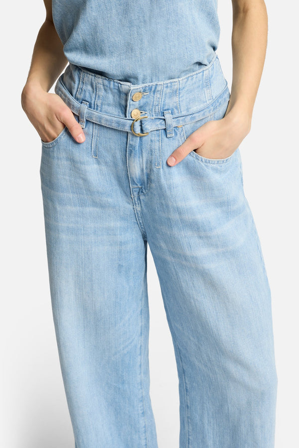 Indigo Linen Belted Wide Leg in Kansas
