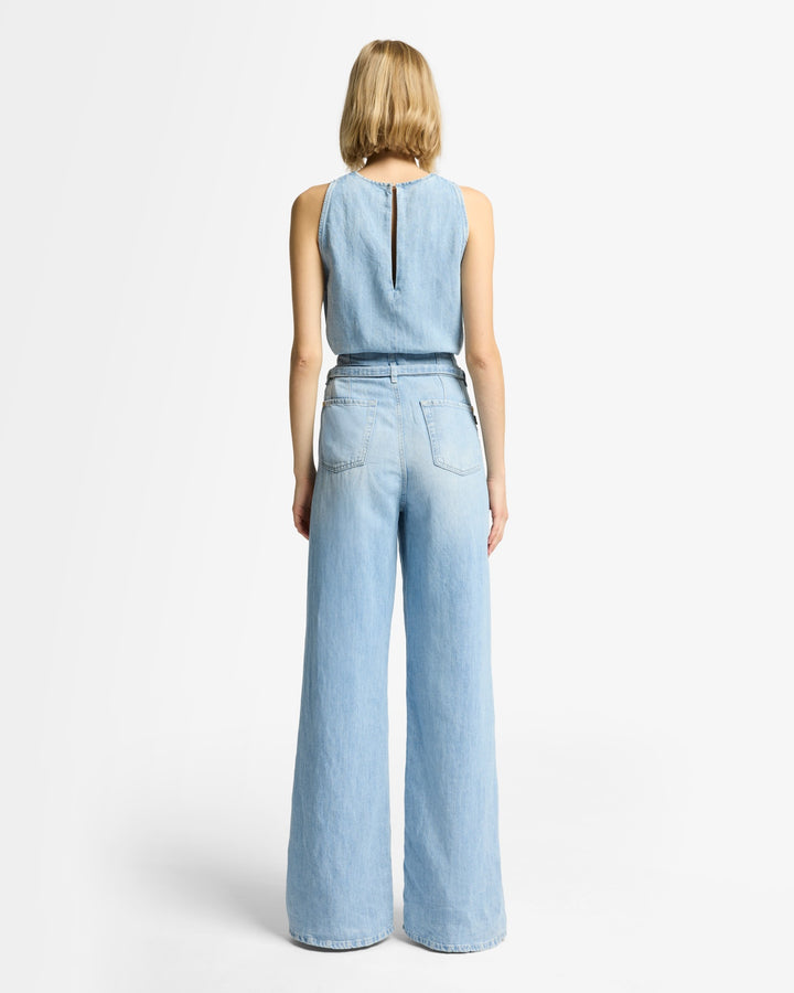 Indigo Linen Belted Wide Leg in Kansas | 7 For All Mankind