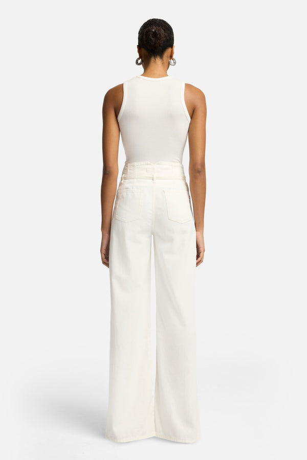 Linen Blend Belted Wide Leg in Ostuni
