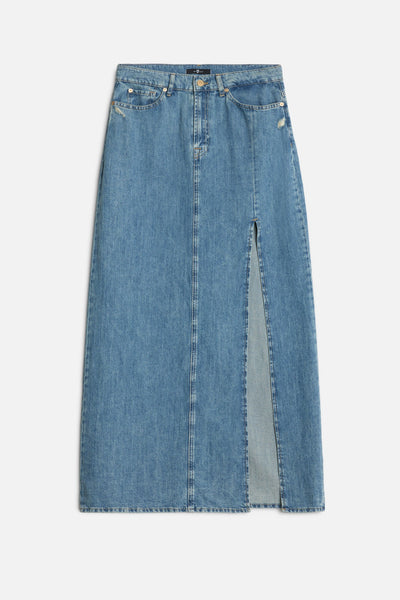 Indigo Linen Maxi Skirt in Arizona