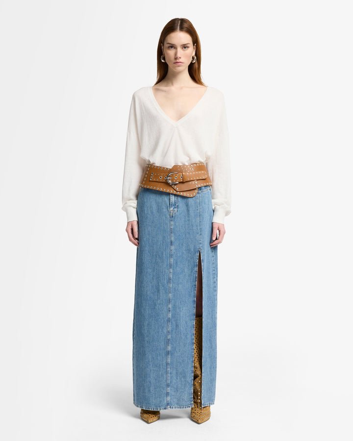 Indigo Linen Maxi Skirt in Arizona | 7 For All Mankind