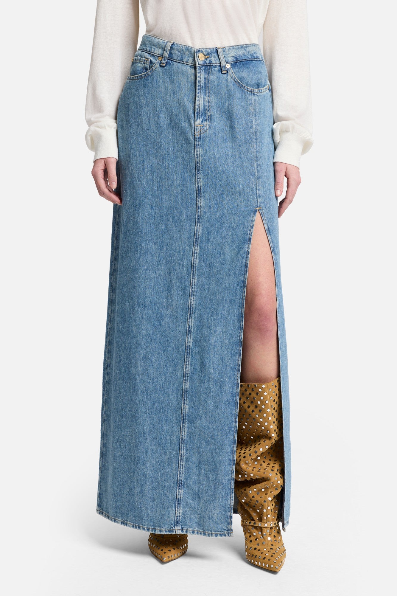 Indigo Linen Maxi Skirt in Arizona | 7 For All Mankind