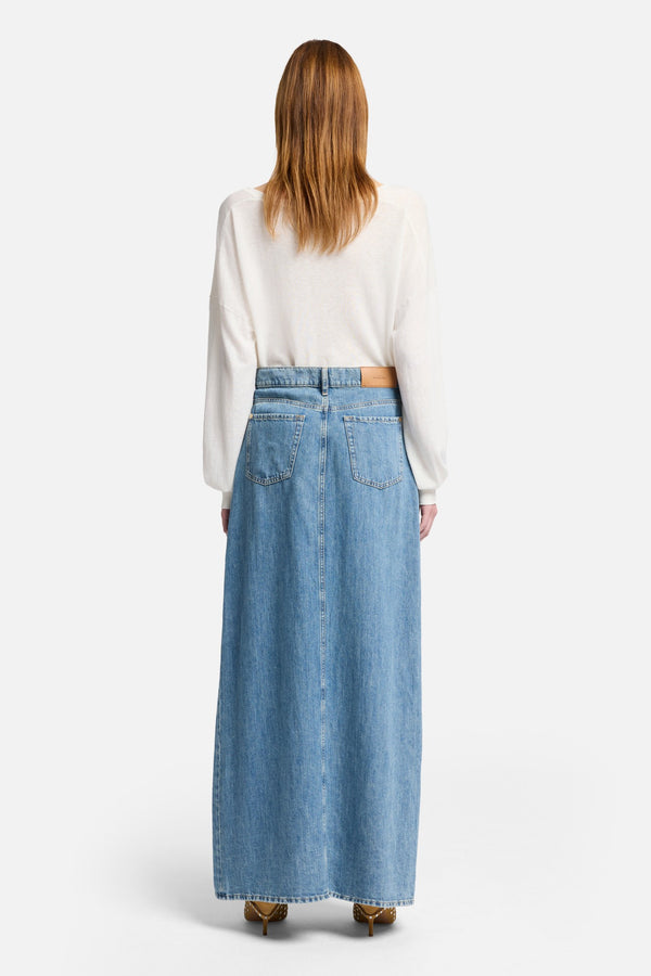 Indigo Linen Maxi Skirt in Arizona