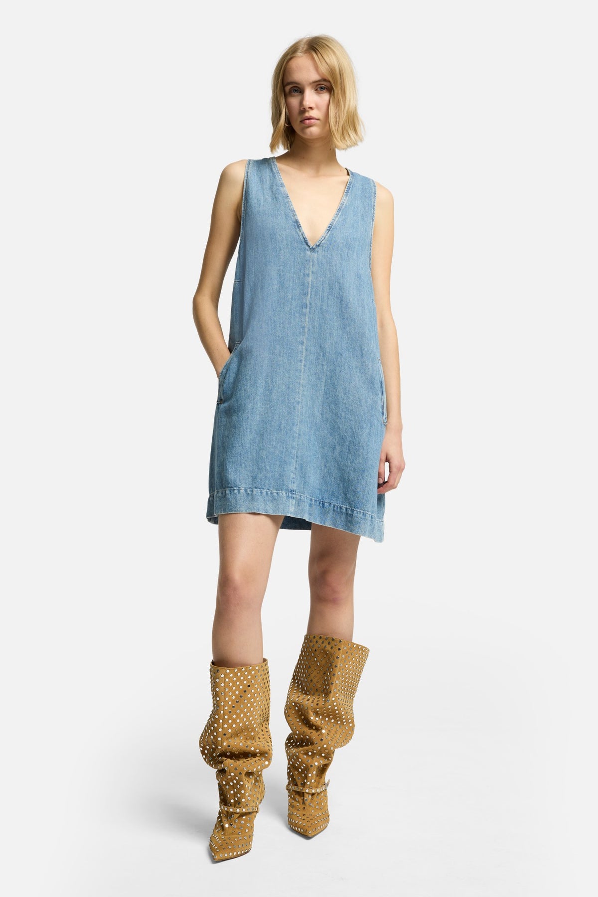 seven for all mankind denim dress 7 Indigo Linen V-Neck in Arizona 夏 Ksubi Women's Crawford LS 2% elastane Machine wash Size:XXS(12/18mos)