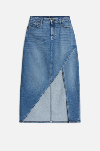 Libby Denim Slit Skirt in Weekend