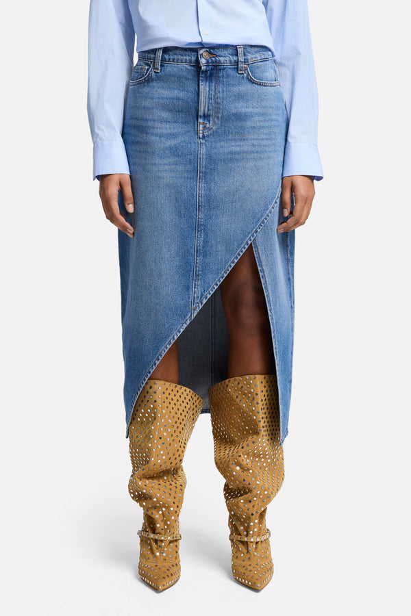 Libby Denim Slit Skirt in Weekend