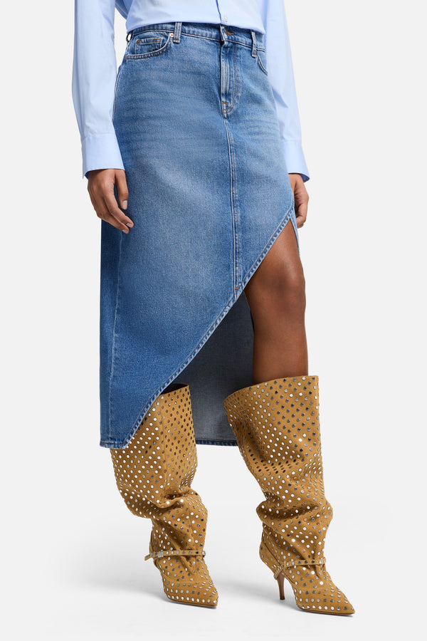 Libby Denim Slit Skirt in Weekend