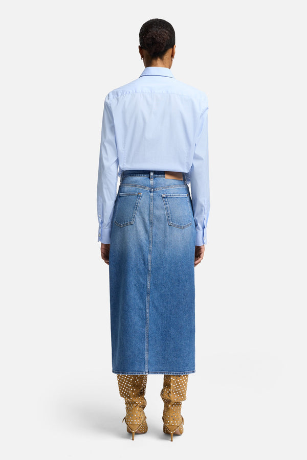 Libby Denim Slit Skirt in Weekend