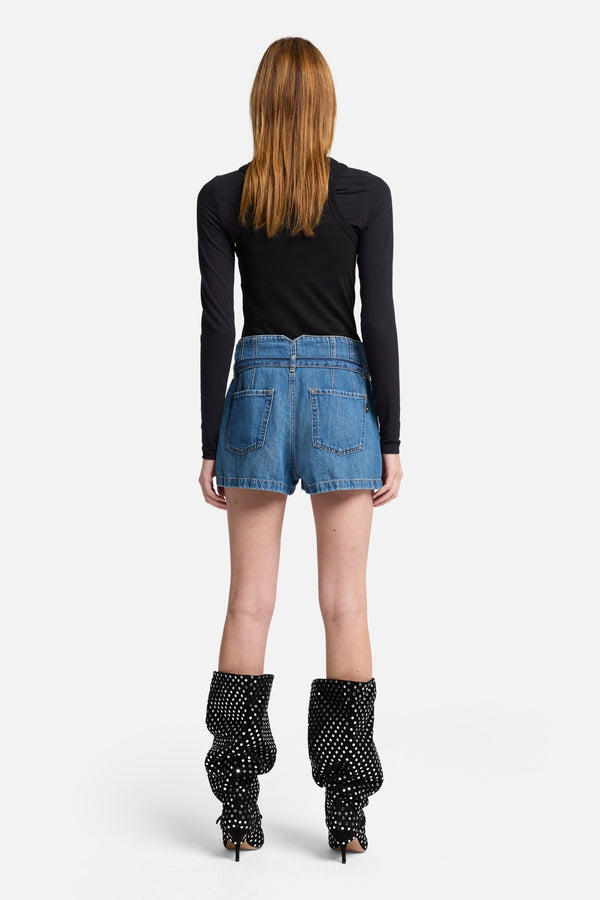Indigo Linen Belted Short in Phoenix