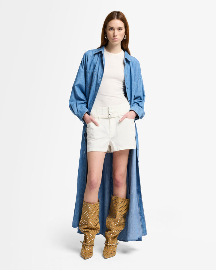 Linen Blend Belted Shorts in Ostuni