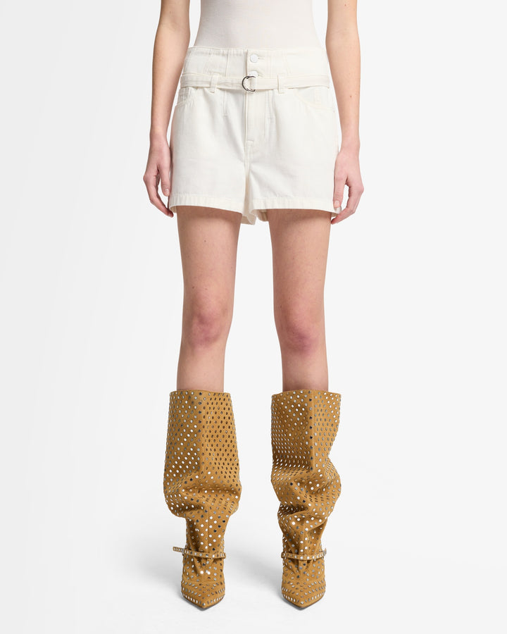 Linen Blend Belted Shorts in Ostuni