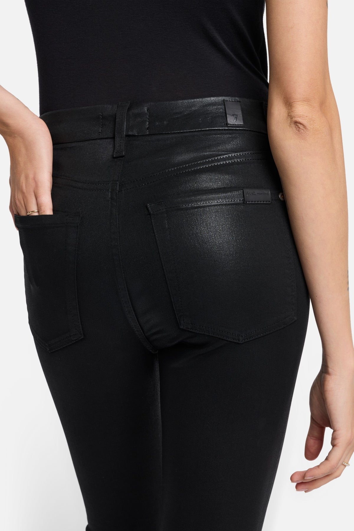 B(Air) High Waist Ankle Skinny In Coated Black | 7 For All Mankind