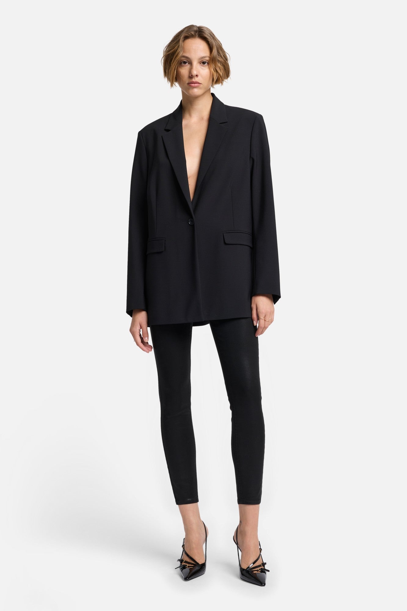 B(Air) High Waist Ankle Skinny In Coated Black | 7 For All Mankind