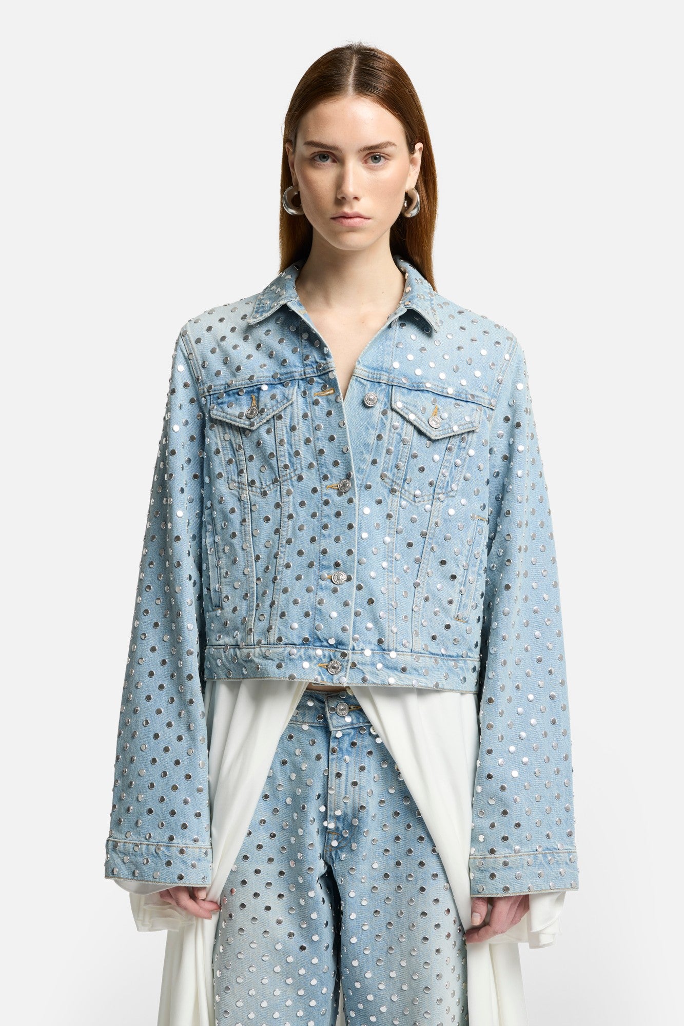 Studded Trucker Jacket in Bleach | 7 For All Mankind