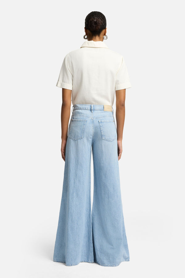 Indigo Linen Willow Palazzo Wide Leg in Kansas