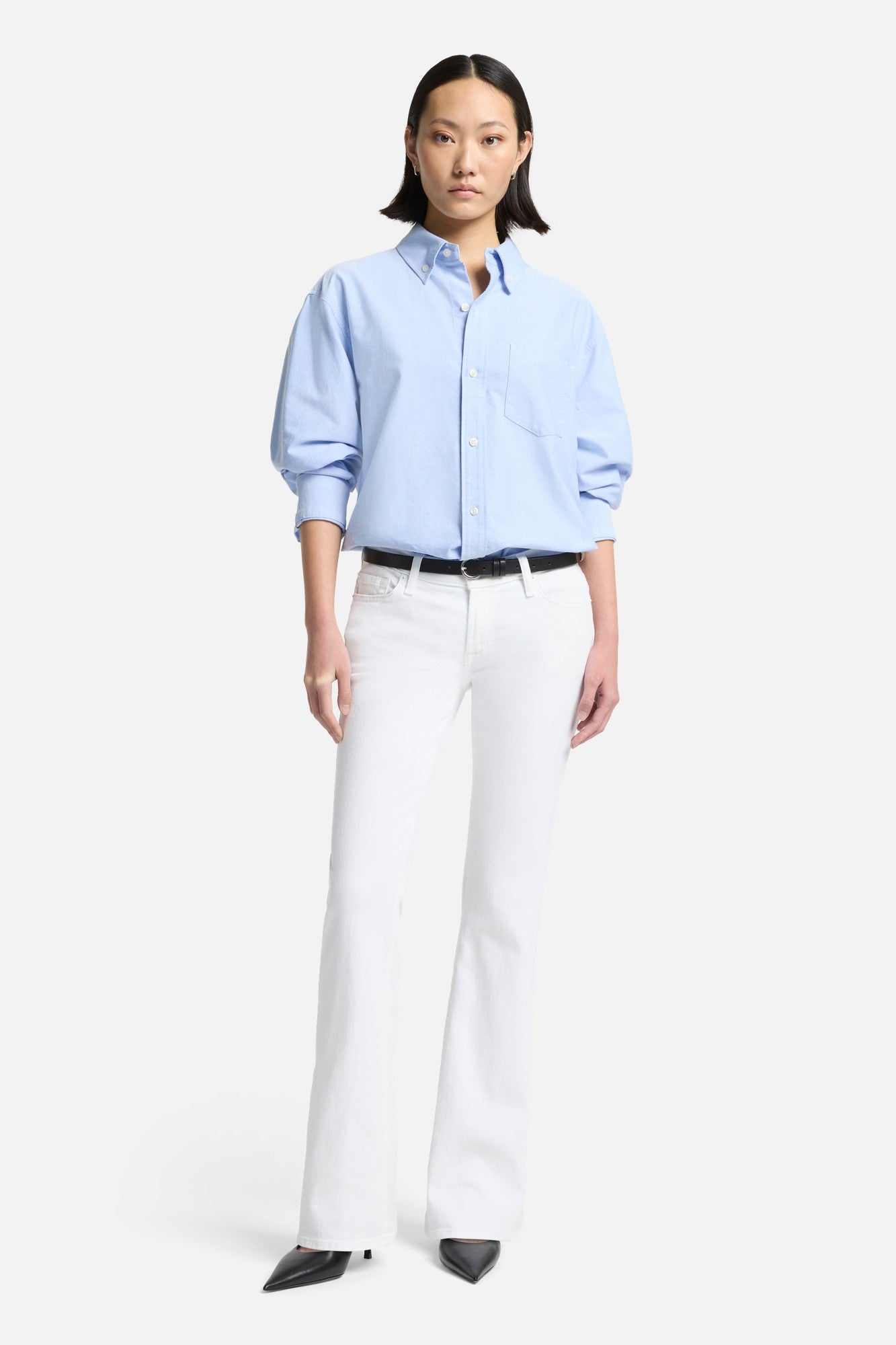 Tailorless Broken Twill Original Bootcut in White | 7 For All Mankind