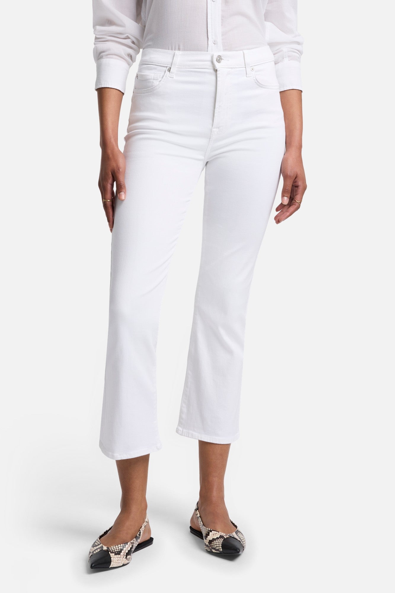 Slim Illusion High Waist Slim Kick in Luxe White | 7 For All Mankind