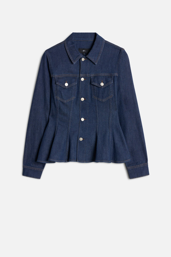 FLOUNCE TRUCKER JACKET in Weightless Denim