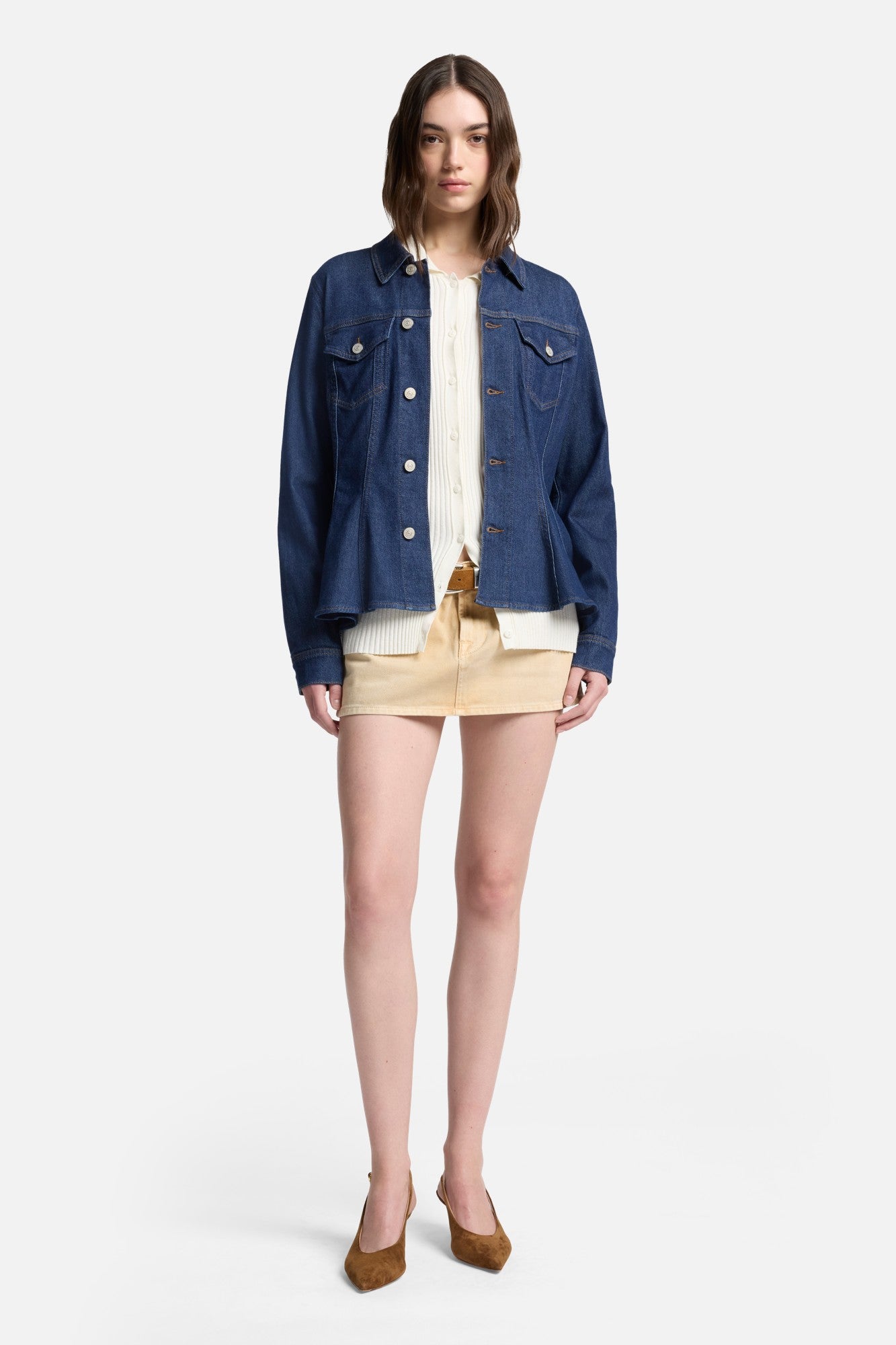 Weightless Denim Flounce Trucker Jacket in Halona | 7 For All Mankind