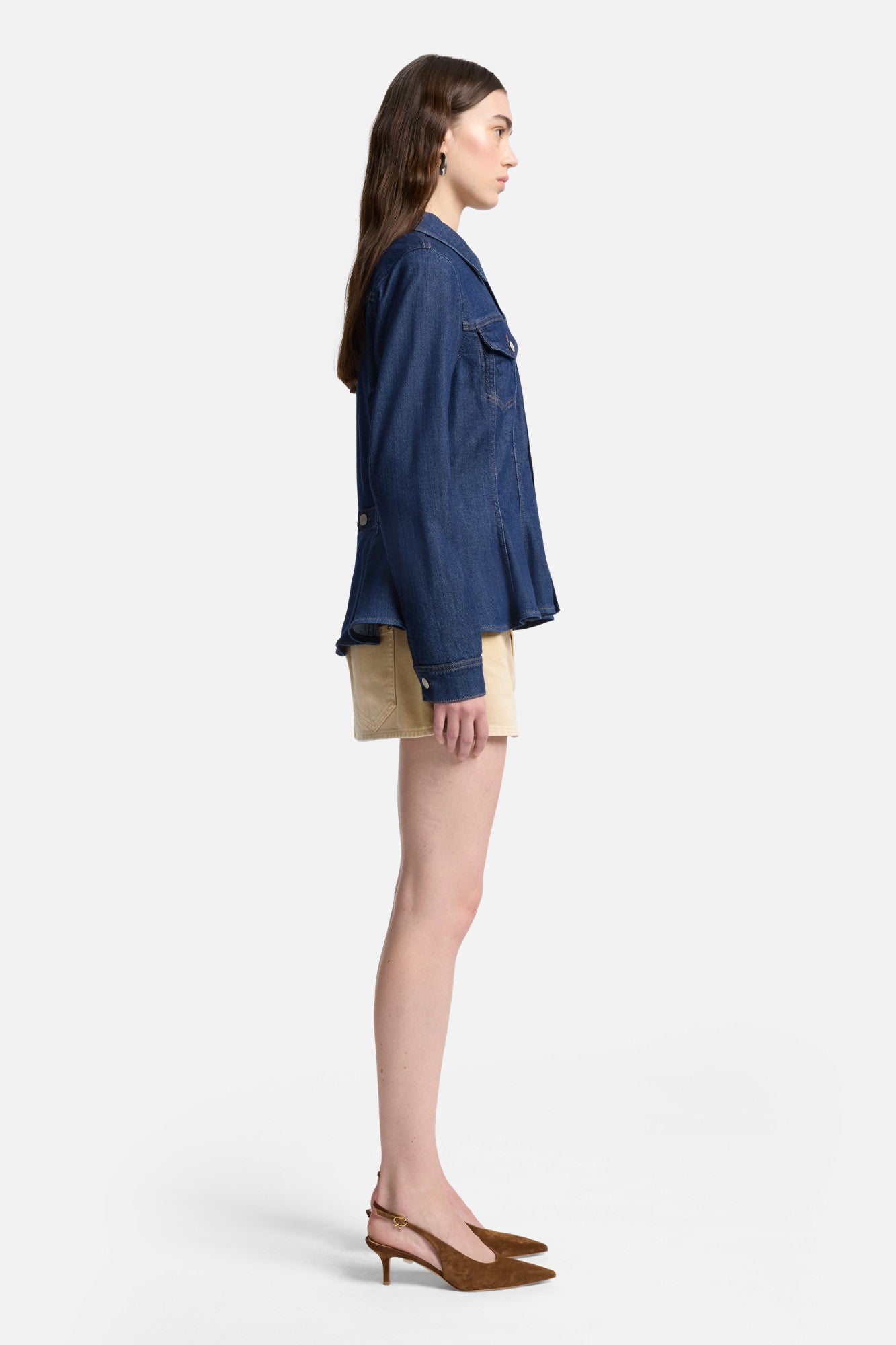 Weightless Denim Flounce Trucker Jacket in Halona | 7 For All Mankind