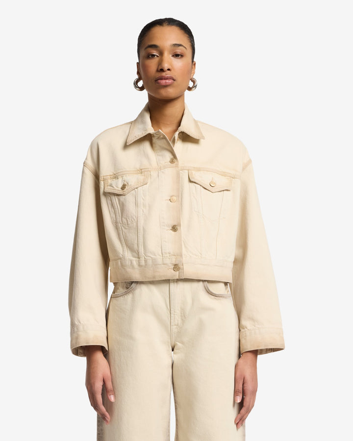MANKIND Oli Cropped Trucker Jacket in Sand Beach | 7 For All
