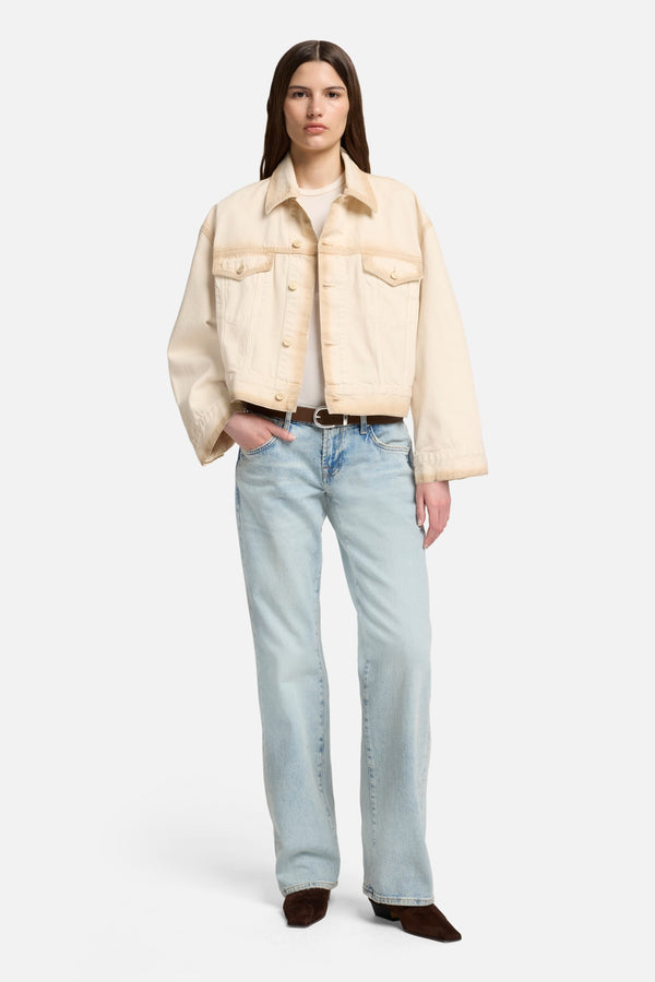 MANKIND Oli Cropped Trucker Jacket in Sand Beach
