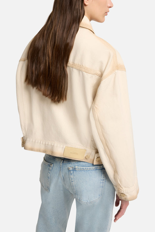 MANKIND Oli Cropped Trucker Jacket in Sand Beach