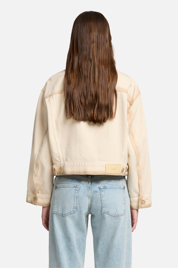 MANKIND Oli Cropped Trucker Jacket in Sand Beach