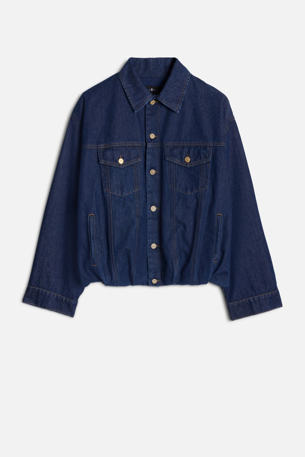 GATHERED DENIM JACKET